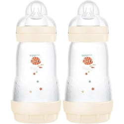 MAM Easy Start Anti-Colic Baby Bottles | 2 Pack (2 x 260ml) | Self-Sterilising Baby Milk Bottle | Medium Flow MAM Teat Size 2 | Newborn Essentials |