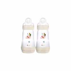 MAM Easy Start Anti-Colic Baby Bottles | 2 Pack (2 x 260ml) | Self-Sterlising Baby Milk Bottle | Medium Flow MAM Teats Size 2 ...