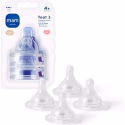 MAM Teats Size 3 | 4 Pack | Fast Flow | Suitable from 4+ Months | Fits All MAM Bottles | Made from SkinSoft Silicone | Baby A ...