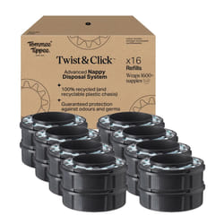 Tommee Tippee Twist and Click Advanced Nappy Bin Original Refill Cassettes, Exclusive Pack of 16, for Easy refill and Great value (pack may vary)