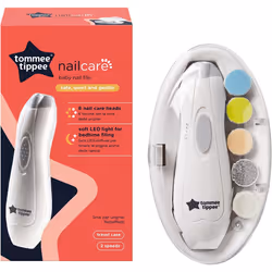 Tommee Tippee Electric Baby Nail File Trimmer, Battery-Powered Infant Nail Clipper with LED Light and Six Filing Heads for Ba ...