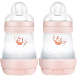 MAM Easy Start Anti-Colic Baby Bottles | 2 Pack (2 x 160ml) | Self-Sterlising Baby Milk Bottle | Slow Flow MAM Teats Size 1 | Newborn Essentials |