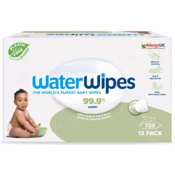 WaterWipes Plastic-Free Textured Clean, Toddler & Baby Wipes, 720 Count (12 Packs), 99.9% Water Based Wipes, Unscented for Se ...