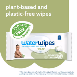 WaterWipes Plastic-Free Textured Clean, Toddler & Baby Wipes, 720 Count (12 Packs), 99.9% Water Based Wipes, Unscented for Sensitive Skin (Packing May