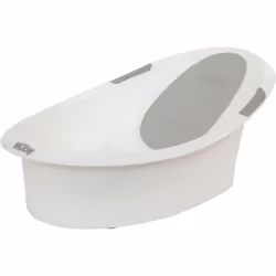 Nuby Newborn Baby Bath with Anti-Slip Support | Soft Headrest | Plug | Suitable from Newborn (White)