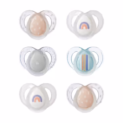 Tommee Tippee Nighttime soother, 6-18 months, 6 pack of glow in the dark soothers with symmetrical silicone baglet
