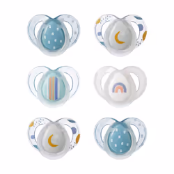 Tommee Tippee Nighttime Dummies, 6-18 months, 6 pack of glow in the dark Dummiess with symmetrical silicone baglet