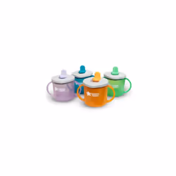 Tommee Tippee First Cup Sippy Cup for Babies with Flip-Up Free-Flow Spout and Easy Gip Handles, 4m+, 190ml, Pack of 4, 4 Colo ...