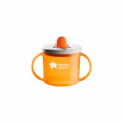 Tommee Tippee First Cup Sippy Cup for Babies with Flip-Up Free-Flow Spout and Easy Gip Handles, 4m+, 190ml, Pack of 4, 4 Colours (1x Orange, 1x Blue,