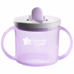 Tommee Tippee First Cup Sippy Cup for Babies with Flip-Up Free-Flow Spout and Easy Gip Handles, 4m+, 190ml, Pack of 4, 4 Colours (1x Orange, 1x Blue,