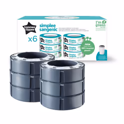 Tommee Tippee Simplee Sangenic Nappy Bin Refills, Sustainably Sourced Antibacterial GREENFILM, Pack of 6 (Only compatible wit ...