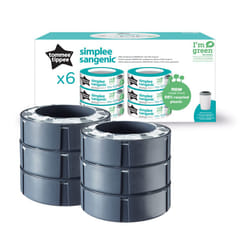 Tommee Tippee Simplee Sangenic Nappy Bin Refills, Sustainably Sourced Antibacterial GREENFILM, Pack of 6 (Only compatible with the Simplee Sangenic