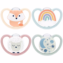 NUK Space Day & Night Baby Dummy | 0-6 Months | Glow-in-the-Dark Soothers with Extra Ventilation for Sensitive Skin | BPA-Fre ...