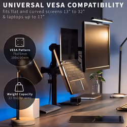 VIVO Black Fully Adjustable 13 to 32 inch Single Computer Monitor and Laptop Desk Mount Combo, Stand with Grommet Option, Fits up to 17 inch Laptops