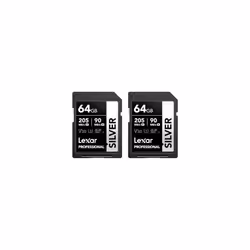 Lexar Professional SILVER SD Card 64GB 2-Pack, Up to 205MB/s Read, 90MB/s Write, SDXC UHS-I Memory Card, Class 10, U3, V30, S ...