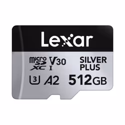 Lexar Silver Plus Micro SD Card 512 GB, Up to 205 MB/s Read Speed, 150 MB/s Write Speed, Memory Card Micro SD with SD Adapter ...