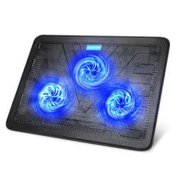 TECKNET Cooling Pad 12"-17" Laptop Cooler with 3 Ultra Quiet Fans at 1200RPM, Ergonomic Comfort Notebook Cooling Pad with 2 USB Ports, Light-weight
