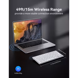 TECKNET 2.4G Wireless Keyboard, Small Keyboards with Media Hotkeys, Ultra Slim Compact Wireless Keyboard, 12-Month Battery Life, Compatible with PC,