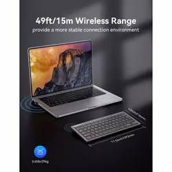 TECKNET 2.4G Wireless Keyboard, Small Keyboards with Media Hotkeys, Ultra Slim Compact Wireless Keyboard, 12-Month Battery Life, Compatible with PC,