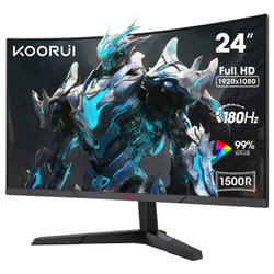 KOORUI 24 Inch Gaming Monitor, FHD 1080P Curved Monitors, 180Hz VA 1ms 1500R Computer Screen with Adaptive Sync, HDMI X2 /DP, VESA Compatible, Tilt