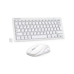 TECKNET Mini Wireless Keyboard and Mouse Set, 2.4G Cordless USB Keyboard and Silent Mouse Comb with Nano USB Receiver, 12 Multimedia Shortcuts for