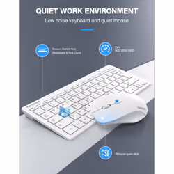 TECKNET Mini Wireless Keyboard and Mouse Set, 2.4G Cordless USB Keyboard and Silent Mouse Comb with Nano USB Receiver, 12 Multimedia Shortcuts for