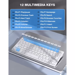TECKNET Mini Wireless Keyboard and Mouse Set, 2.4G Cordless USB Keyboard and Silent Mouse Comb with Nano USB Receiver, 12 Multimedia Shortcuts for