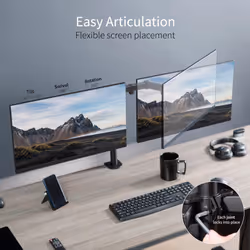 VIVO Dual Monitor Desk Mount, Heavy Duty Fully Adjustable Steel Stand, Holds 2 Computer Screens up to 30 inches and Max 10 kg each, Black, STAND-V002