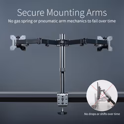 VIVO Dual Monitor Desk Mount, Heavy Duty Fully Adjustable Steel Stand, Holds 2 Computer Screens up to 30 inches and Max 10 kg each, Black, STAND-V002