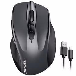 TECKNET Rechargeable wireless mouse, Wireless Computer Mouse, Adjustable 4800DPI Mouse, Silent Ergonomic Wireless Mouse for L ...