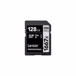 Lexar Professional 1667x SD Card 128GB, SDXC UHS-II Memory Card, Up to 250MB/s Read, 120MB/s Write, Class 10, U3, V60 SD for  ...
