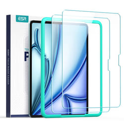 ESR 2 Pack Screen Protector for iPad Air 11 Inch M3/M2 (7th/6th Generation, 2025/2024), 9H Tempered Glass Film Guard with Alignment Frame,