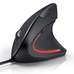 TECKNET Wired Ergonomic Mouse, 6400DPI Wired Vertical Mouse 6-Button Silent Mouse with 4 Adjustable Levels DPI, 1.5 m USB Cable Optical WiredMouse for