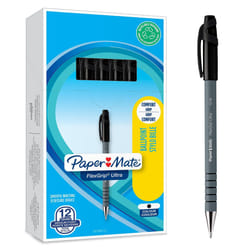 Paper Mate Flexgrip Ultra Ballpoint Pens | Medium Point (1.0mm) | Handwriting Pens & Stationery Supplies | Black Pen Set | 12 Count