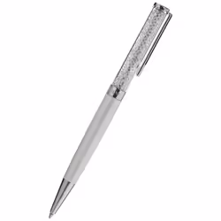 Swarovski Crystalline Ballpoint Pen, Black Ink in White Coloured Casing, Crystal Design, from the Crystalline Collection