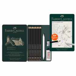 Faber-Castell Art & Graphic Pitt Graphite Matt Pencil, Matt Graphite, Tin Of 11, For Art, Craft, Drawing, Sketching, Home, Sc ...