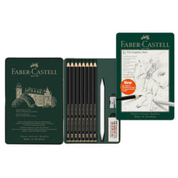 Faber-Castell Art & Graphic Pitt Graphite Matt Pencil, Matt Graphite, Tin Of 11, For Art, Craft, Drawing, Sketching, Home, School, University,