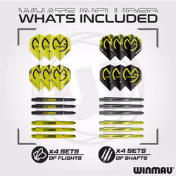 WINMAU Darts Set Michael van Gerwen MvG Steeltip Gift Case - 50 Piece Dart Set | 20g Steel Tip 90% Tungsten Darts | 4 x Shafts | 4 x Flights |