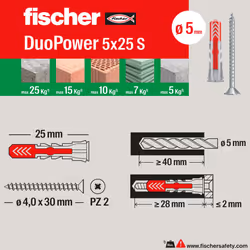 Fischer 544546 Duopower Universal Dowels Kit with Screw, ?Transparent