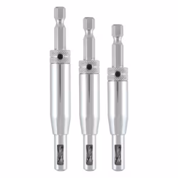 Trend 3-Piece Quick Release Drill Bit Guide Set, 1/4 Inch Hex Shank, HSS Drill Bits, Hinge & Lock Applications, QR/DBG/SET