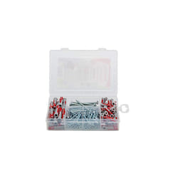 Fischer 538622 Plug Set, Profibox Duopower and Screw Plug Set, Red, Grey, Set of 160 Pieces