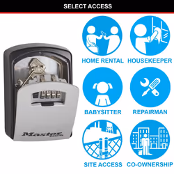MASTER LOCK Extra Large Key Safe Wall Mounted, XL 106 x 146 x 53 mm, Outdoor, Mounting Kit, for Home Office Industries Vehicles, Black & Silver