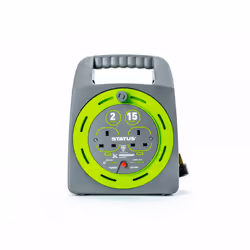 STATUS 2 Socket Cable Reel | 15m Green Extension Lead | 13A with Thermal Cut Out | Heavy Duty Outdoor Extension Lead | S15M2S ...