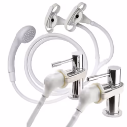 Croydex Secura Shower Head and Hose - Easy Install Push On Shower Attachment for Bath Taps with 1750mm Hose Length, Straps to ...