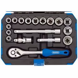 Draper Expert 18 Piece Metric Socket Set | Ratchet Tool and Case | 3/8" Square Drive | HI-TORQ MM/AF Sockets | DIY Home Profe ...