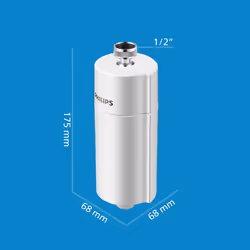 Philips Water in-Line Shower Filter and 1 Replacement Cartridge, 50 000 L Filtration Capacity, White, Reduces Chlorine by up to 99%, Easy to Install,