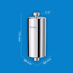 Philips Water in-Line Shower Filter and 1 Replacement Cartridge, 50,000 L Filtration Capacity, Chrome, Reduces Chlorine by up to 99%, fits All