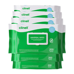 Clinell Universal Cleaning and Disinfectant Wipes for Surfaces - Pack of 6 - 200 Wipes per Pack (1200 Wipes) - Multi Purpose Wipes, Kills 99.99% of