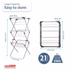 Minky Premium Sure Grip 3 Tier Airer, Stainless Steel, Gunmetal, Standard Size