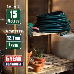 Faithfull 15M (49ft) Reinforced Hose 12.7mm (1/2 Inch) Diameter ? PVC Garden Hose Pipe